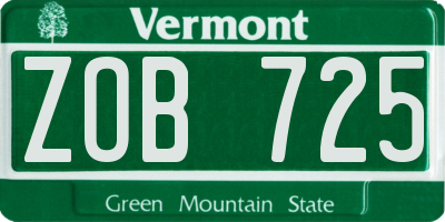 VT license plate ZOB725