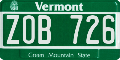 VT license plate ZOB726