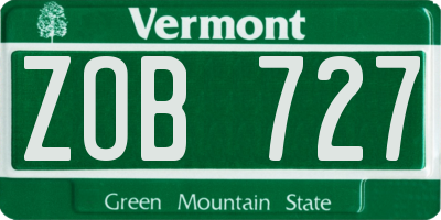 VT license plate ZOB727