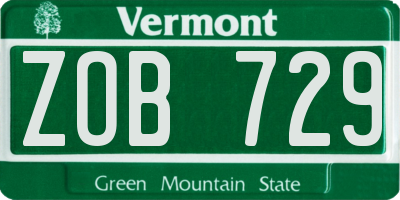 VT license plate ZOB729