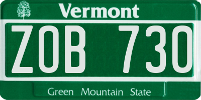 VT license plate ZOB730