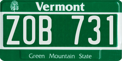 VT license plate ZOB731