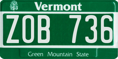 VT license plate ZOB736