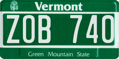 VT license plate ZOB740