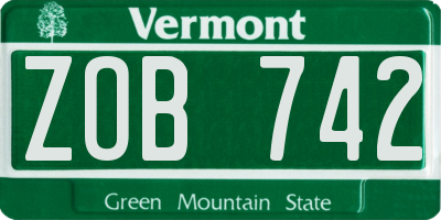 VT license plate ZOB742