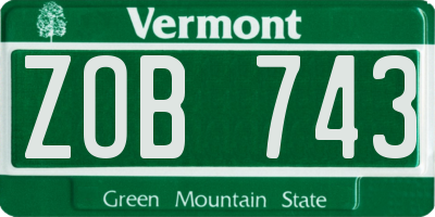 VT license plate ZOB743