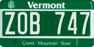 VT license plate ZOB747