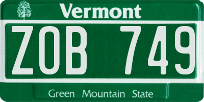 VT license plate ZOB749