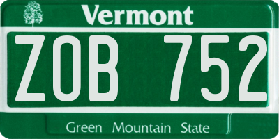 VT license plate ZOB752