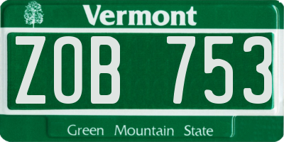 VT license plate ZOB753