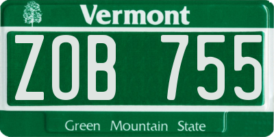 VT license plate ZOB755