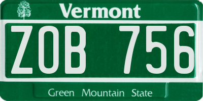 VT license plate ZOB756