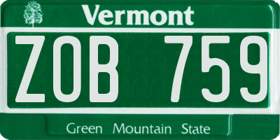 VT license plate ZOB759