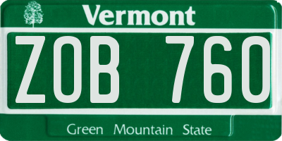 VT license plate ZOB760