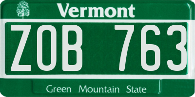 VT license plate ZOB763