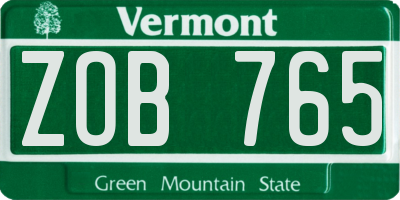VT license plate ZOB765