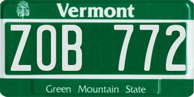 VT license plate ZOB772