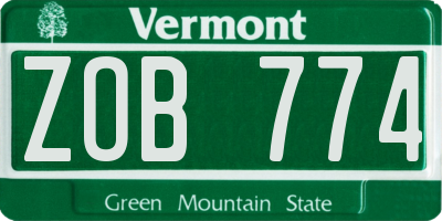 VT license plate ZOB774