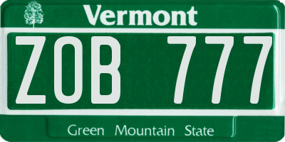 VT license plate ZOB777