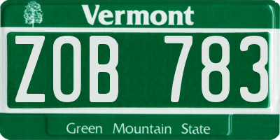 VT license plate ZOB783
