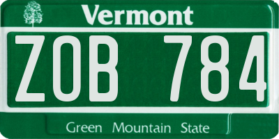 VT license plate ZOB784