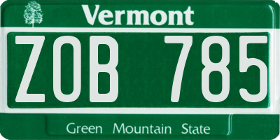 VT license plate ZOB785