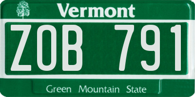 VT license plate ZOB791