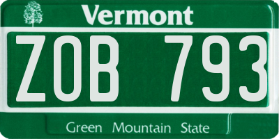 VT license plate ZOB793