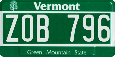 VT license plate ZOB796