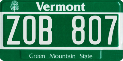 VT license plate ZOB807