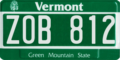 VT license plate ZOB812
