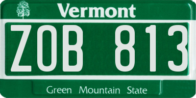 VT license plate ZOB813