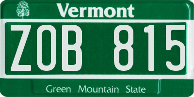 VT license plate ZOB815