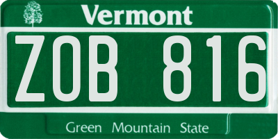 VT license plate ZOB816