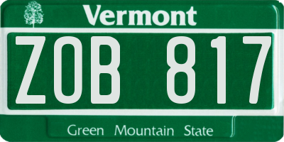 VT license plate ZOB817