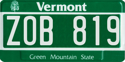VT license plate ZOB819