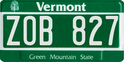 VT license plate ZOB827