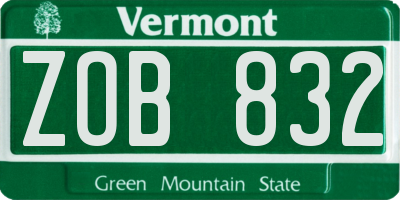 VT license plate ZOB832