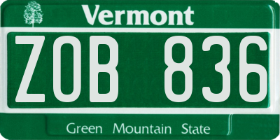 VT license plate ZOB836