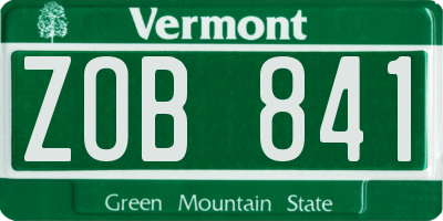 VT license plate ZOB841