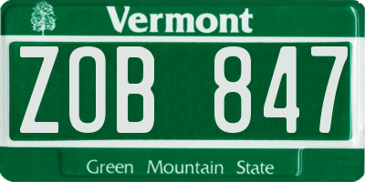 VT license plate ZOB847