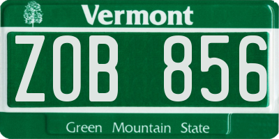 VT license plate ZOB856