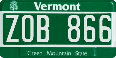 VT license plate ZOB866