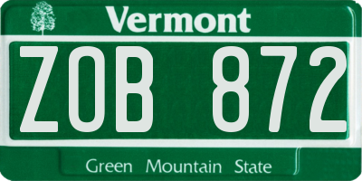 VT license plate ZOB872