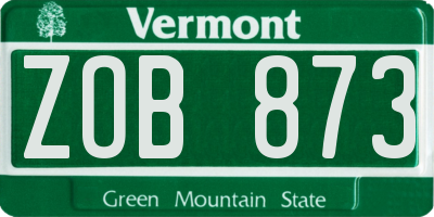 VT license plate ZOB873