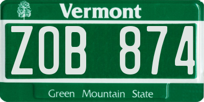 VT license plate ZOB874