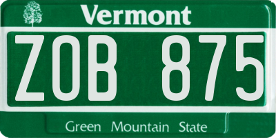 VT license plate ZOB875