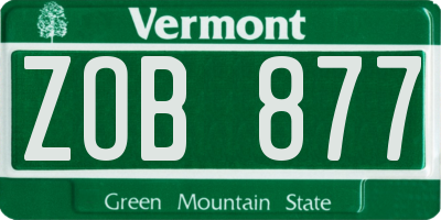 VT license plate ZOB877