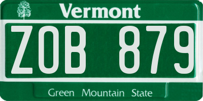 VT license plate ZOB879