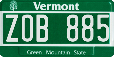 VT license plate ZOB885